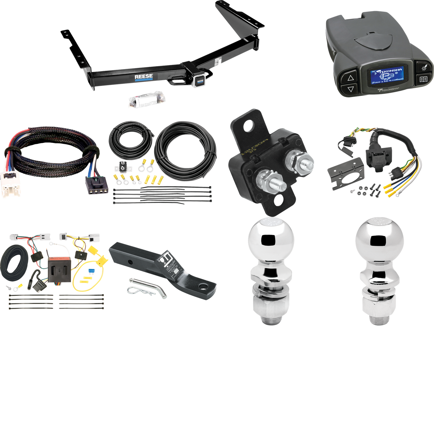 Fits 2013-2021 Nissan NV1500 Trailer Hitch Tow PKG w/ Tekonsha Prodigy P3 Brake Control + Plug & Play BC Adapter + 7-Way RV Wiring + 2" & 2-5/16" Ball & Drop Mount By Reese Towpower