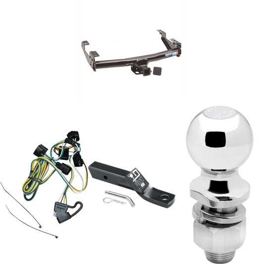 Fits 1995-2001 Dodge Ram 4000 Trailer Hitch Tow PKG w/ 4-Flat Wiring + Ball Mount w/ 2" Drop & 2" Ball By Reese Towpower