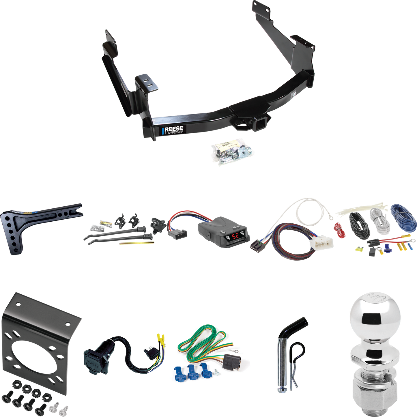 Fits 2015-2017 Toyota Tundra Trailer Hitch Tow PKG w/ 15K Trunnion Bar Weight Distribution Hitch + Pin/Clip + 2-5/16" Ball + Tekonsha Brakeman IV Brake Control + Plug & Play BC Adapter + 7-Way RV Wiring (For (See Footnote CP) Models) By Reese Towpowe