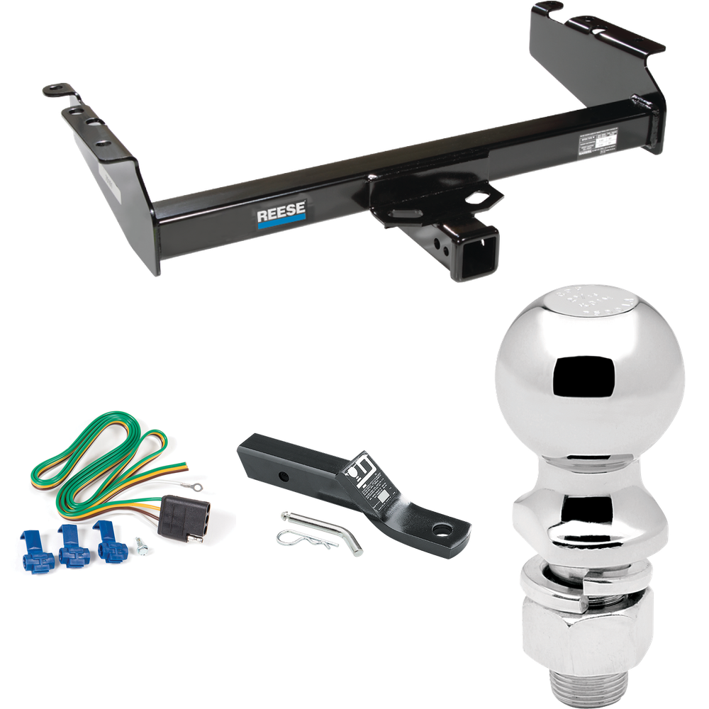 Fits 1994-1994 Dodge Ram 2500 Trailer Hitch Tow PKG w/ 4-Flat Wiring + Ball Mount w/ 2" Drop + 2-5/16" Ball By Reese Towpower