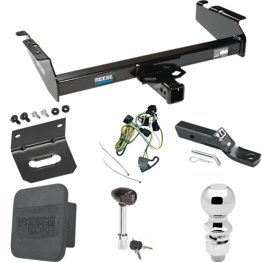 Fits 1995-2002 Dodge Ram 2500 Trailer Hitch Tow PKG w/ 4-Flat Wiring + Ball Mount w/ 2" Drop + 2-5/16" Ball + Wiring Bracket + Hitch Lock + Hitch Cover By Reese Towpower