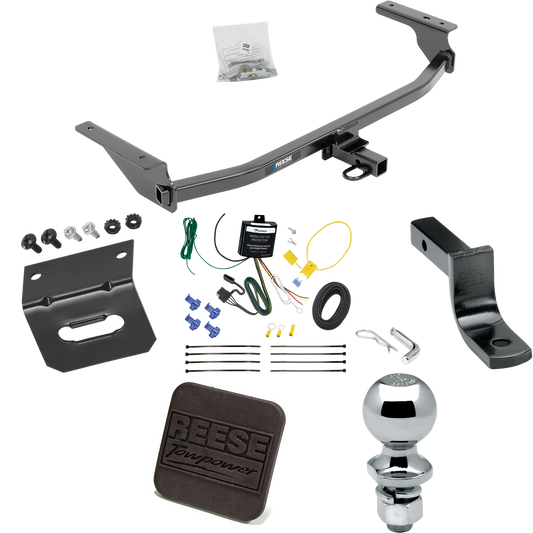 Se adapta al paquete de enganche de remolque Hyundai Elantra 2017-2020 con arnés de cableado plano de 4 + barra de tracción + bola de 2" + soporte de cableado + cubierta de enganche (para modelos limitados) de Reese Towpower