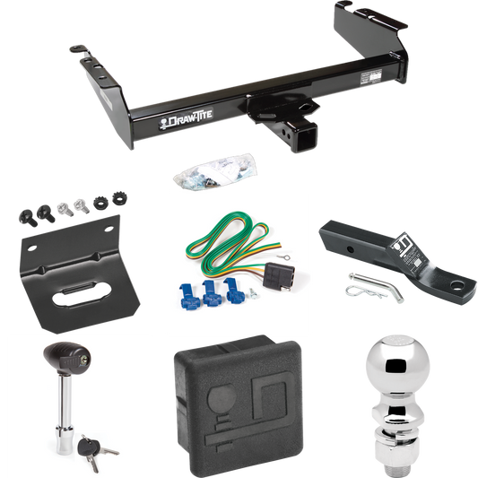 Fits 1994-1994 Dodge Ram 2500 Trailer Hitch Tow PKG w/ 4-Flat Wiring + Ball Mount w/ 2" Drop + 2-5/16" Ball + Wiring Bracket + Hitch Lock + Hitch Cover By Draw-Tite