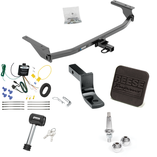 Fits 2017-2020 Hyundai Elantra Trailer Hitch Tow PKG w/ 4-Flat Wiring Harness + Draw-Bar + Interchangeable 1-7/8" & 2" Balls + Hitch Cover + Hitch Lock (For Limited Models) By Reese Towpower