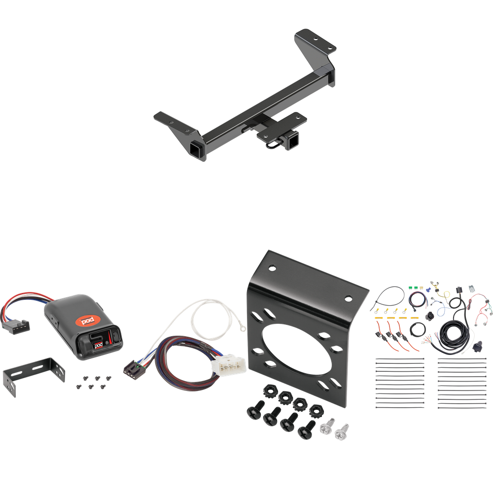 Fits 2016-2023 Toyota Tacoma Trailer Hitch Tow PKG w/ Pro Series POD Brake Control + Plug & Play BC Adapter + 7-Way RV Wiring By Reese Towpower