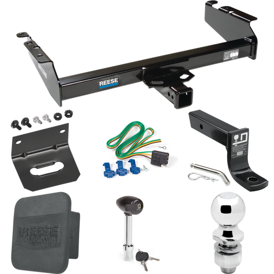 Fits 1994-1994 Dodge Ram 1500 Trailer Hitch Tow PKG w/ 4-Flat Wiring + Ball Mount w/ 4" Drop + 2" Ball + Wiring Bracket + Hitch Lock + Hitch Cover By Reese Towpower