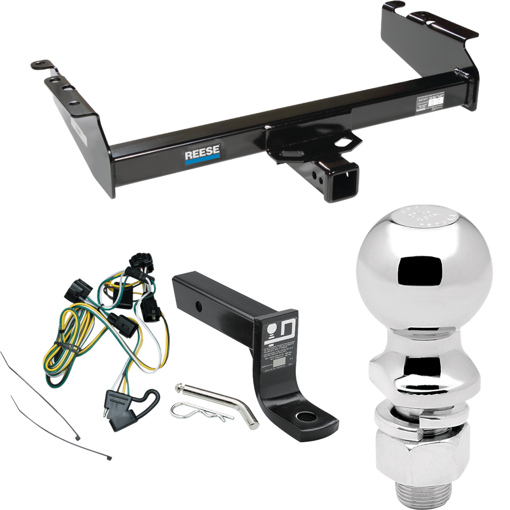 Fits 1995-2001 Dodge Ram 1500 Trailer Hitch Tow PKG w/ 4-Flat Wiring + Ball Mount w/ 4" Drop + 2-5/16" Ball By Reese Towpower