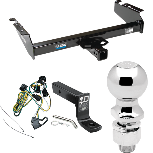 Fits 1995-2001 Dodge Ram 1500 Trailer Hitch Tow PKG w/ 4-Flat Wiring + Ball Mount w/ 4" Drop + 2-5/16" Ball By Reese Towpower