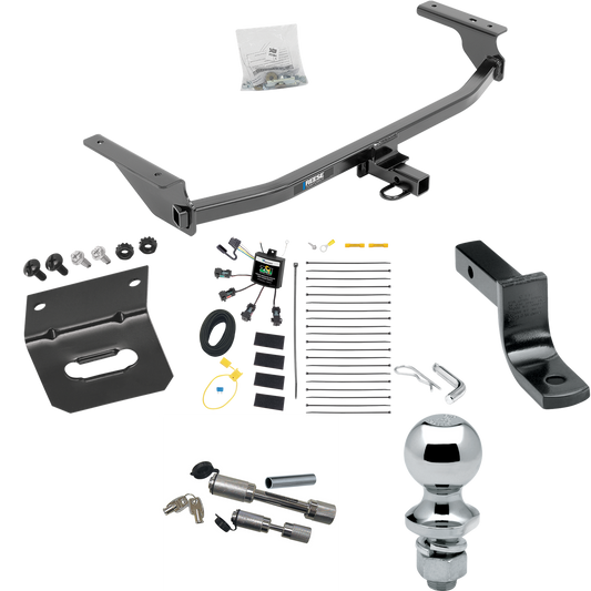 Fits 2017-2020 Hyundai Elantra Trailer Hitch Tow PKG w/ 4-Flat Zero Contact "No Splice" Wiring Harness + Draw-Bar + 1-7/8" Ball + Wiring Bracket + Dual Hitch & Coupler Locks (For Limited Models) By Reese Towpower