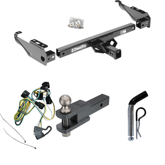 Fits 1995-2002 Dodge Ram 3500 Trailer Hitch Tow PKG w/ 4-Flat Wiring + Clevis Hitch Ball Mount w/ 2" Ball + Pin/Clip By Draw-Tite