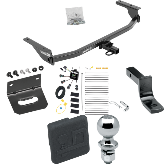 Se adapta al paquete de enganche de remolque Hyundai Elantra 2017-2020 con arnés de cableado "sin empalme" de 4 contactos planos cero + barra de tracción + bola de 2" + soporte de cableado + cubierta de enganche (para modelos limitados) de Draw-Tite