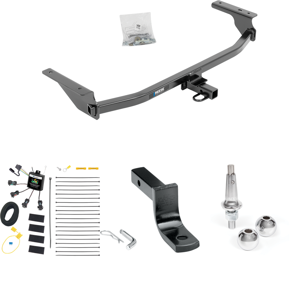 Fits 2017-2020 Hyundai Elantra Trailer Hitch Tow PKG w/ 4-Flat Zero Contact "No Splice" Wiring Harness + Draw-Bar + Interchangeable 1-7/8" & 2" Balls (For Limited Models) By Reese Towpower