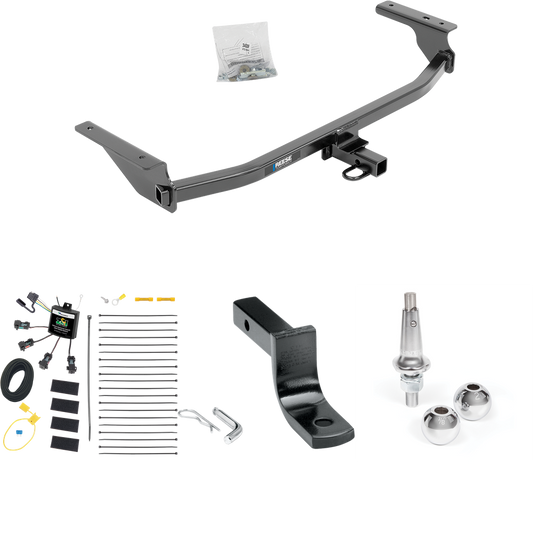 Fits 2017-2020 Hyundai Elantra Trailer Hitch Tow PKG w/ 4-Flat Zero Contact "No Splice" Wiring Harness + Draw-Bar + Interchangeable 1-7/8" & 2" Balls (For Limited Models) By Reese Towpower