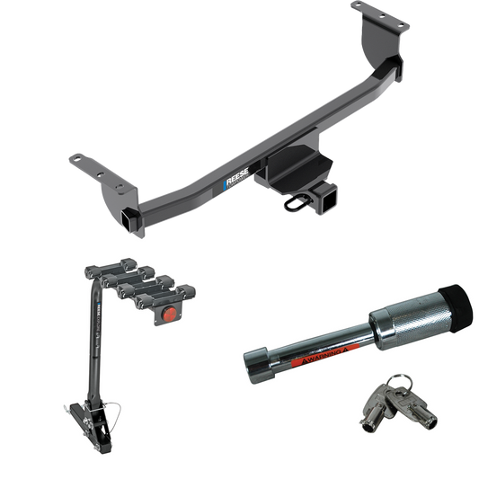 Fits 2017-2023 Nissan Qashqai Trailer Hitch Tow PKG w/ 4 Bike Carrier Rack + Hitch Lock By Reese Towpower