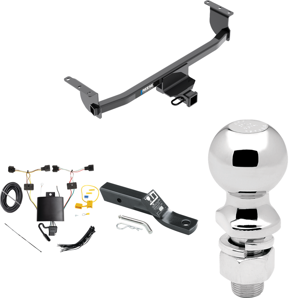 Fits 2020-2023 Nissan Rogue Sport Trailer Hitch Tow PKG w/ 4-Flat Wiring + Ball Mount w/ 2" Drop + 2-5/16" Ball By Reese Towpower