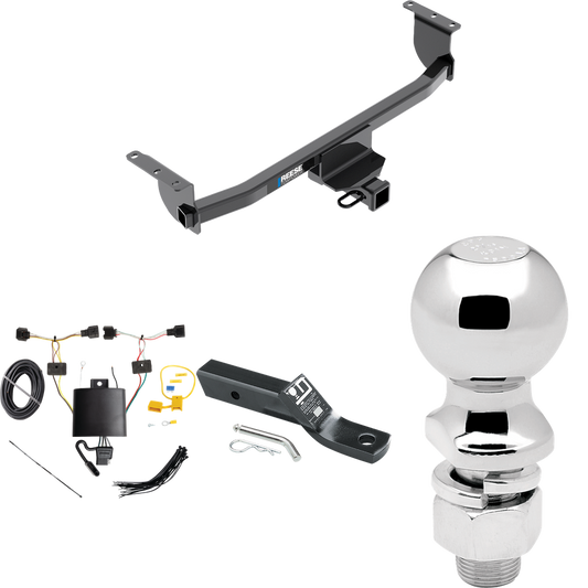 Fits 2020-2023 Nissan Rogue Sport Trailer Hitch Tow PKG w/ 4-Flat Wiring + Ball Mount w/ 2" Drop + 2-5/16" Ball By Reese Towpower