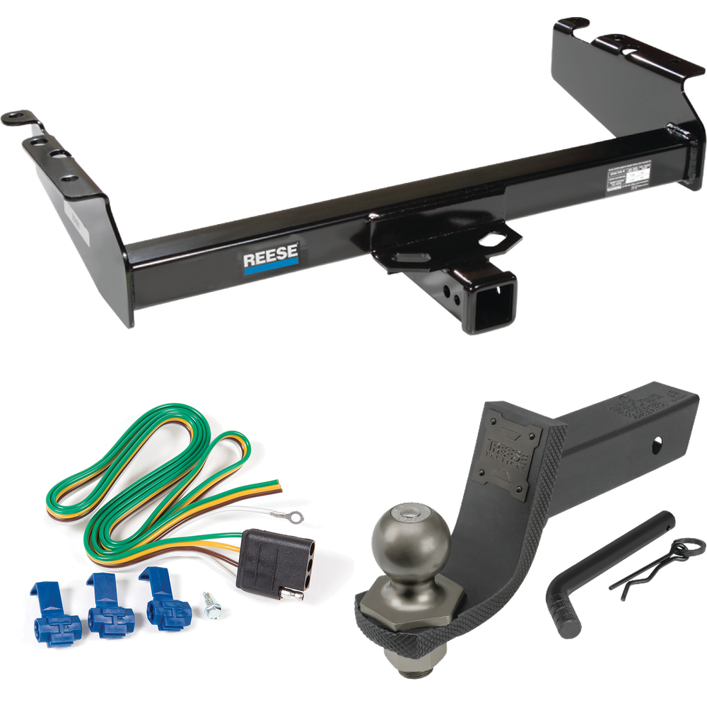 Fits 1994-1994 Dodge Ram 3500 Trailer Hitch Tow PKG w/ 4-Flat Wiring + Interlock Tactical Starter Kit w/ 3-1/4" Drop & 2" Ball By Reese Towpower