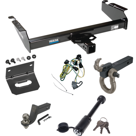 Fits 1995-2001 Dodge Ram 1500 Trailer Hitch Tow PKG w/ 4-Flat Wiring + Interlock Tactical Starter Kit w/ 3-1/4" Drop & 2" Ball + Tactical Hook & Shackle Mount + Tactical Dogbone Lock + Wiring Bracket By Reese Towpower