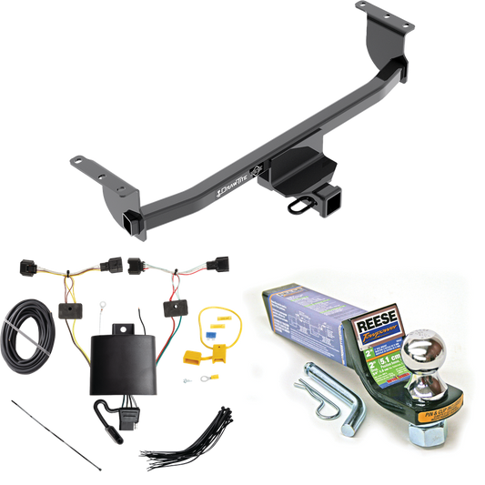 Fits 2020-2023 Nissan Rogue Sport Trailer Hitch Tow PKG w/ 4-Flat Wiring + Starter Kit Ball Mount w/ 2" Drop & 1-7/8" Ball By Draw-Tite