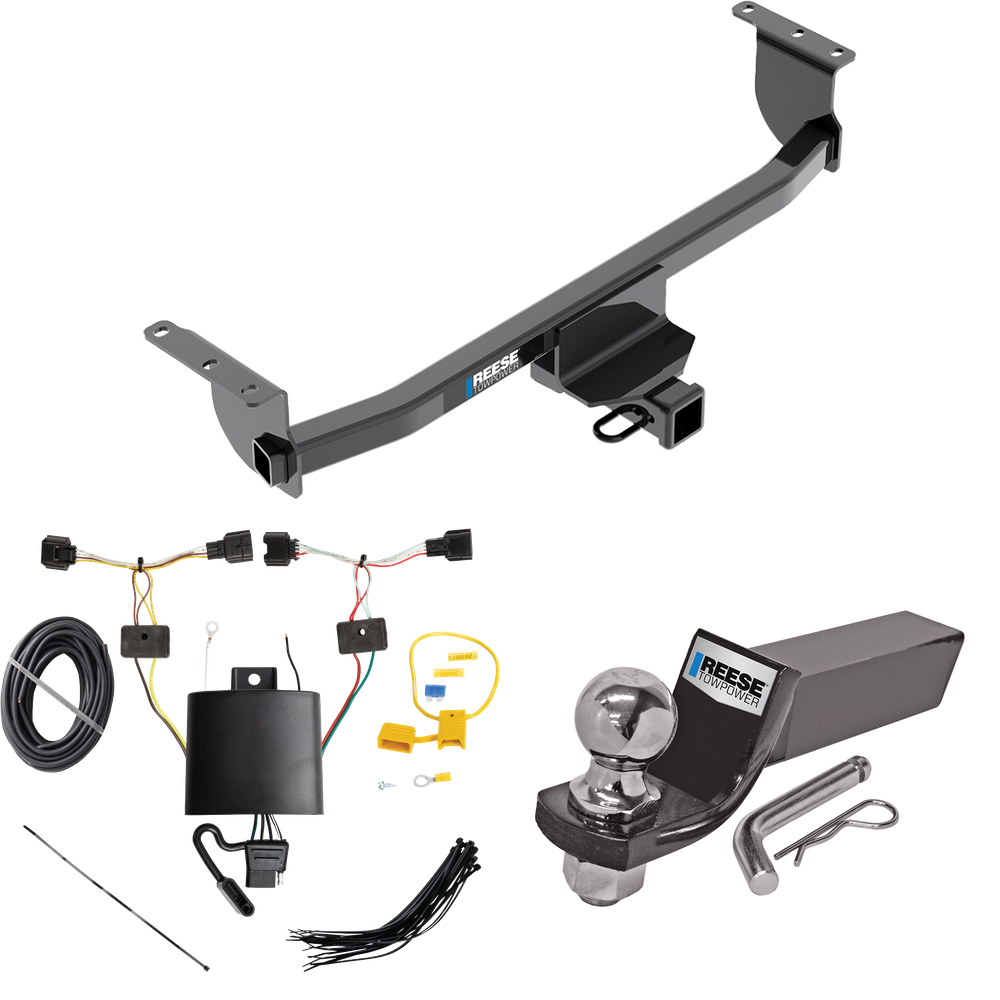 Fits 2017-2023 Nissan Qashqai Trailer Hitch Tow PKG w/ 4-Flat Wiring + Starter Kit Ball Mount w/ 2" Drop & 2" Ball By Reese Towpower