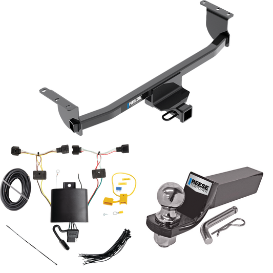 Fits 2017-2023 Nissan Qashqai Trailer Hitch Tow PKG w/ 4-Flat Wiring + Starter Kit Ball Mount w/ 2" Drop & 2" Ball By Reese Towpower