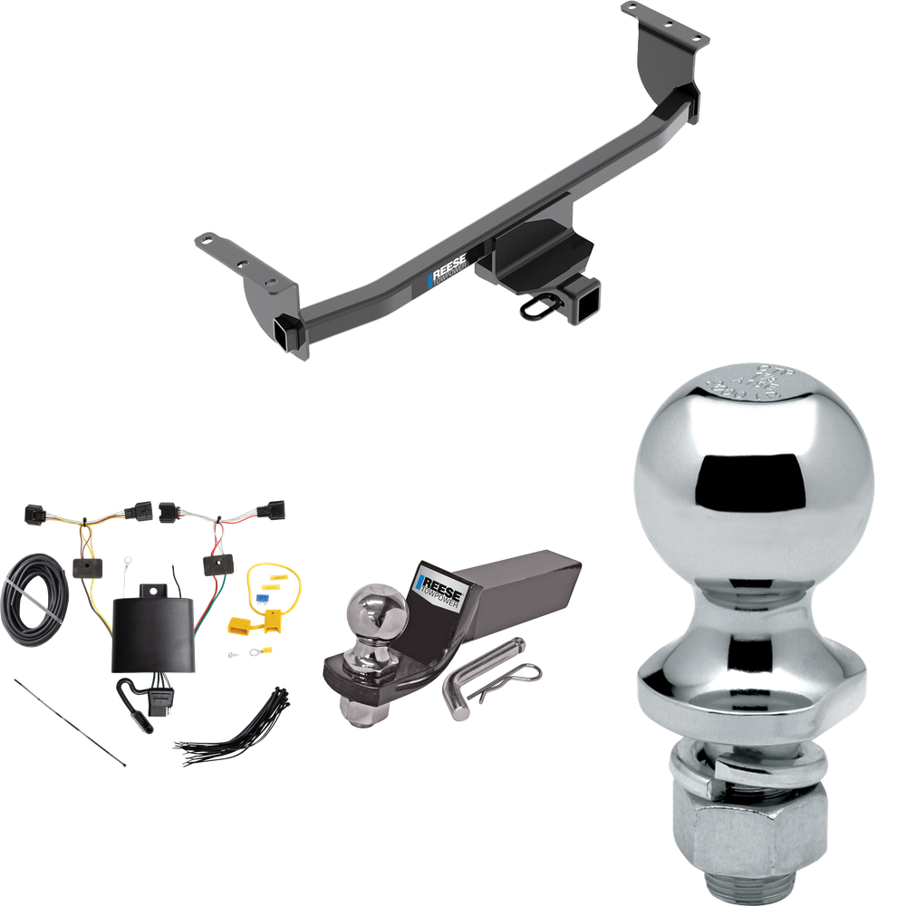 Fits 2020-2023 Nissan Rogue Sport Trailer Hitch Tow PKG w/ 4-Flat Wiring + Starter Kit Ball Mount w/ 2" Drop & 2" Ball + 1-7/8" Ball By Reese Towpower