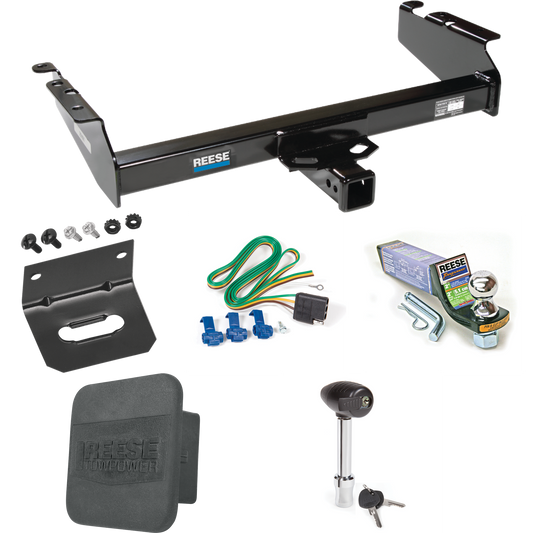 Fits 1994-1994 Dodge Ram 1500 Trailer Hitch Tow PKG w/ 4-Flat Wiring + Starter Kit Ball Mount w/ 2" Drop & 1-7/8" Ball + Wiring Bracket + Hitch Lock + Hitch Cover By Reese Towpower