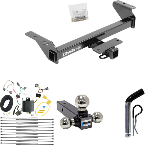 Fits 2016-2023 Toyota Tacoma Trailer Hitch Tow PKG w/ 4-Flat Wiring + Triple Ball Ball Mount 1-7/8" & 2" & 2-5/16" Trailer Balls + Pin/Clip By Draw-Tite