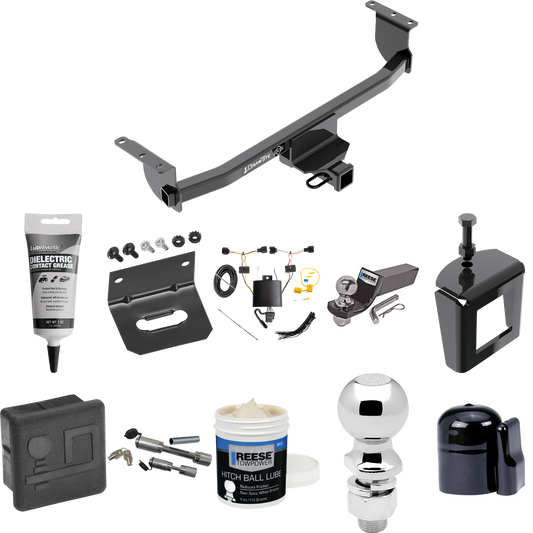 Fits 2020-2023 Nissan Rogue Sport Trailer Hitch Tow PKG w/ 4-Flat Wiring + Starter Kit Ball Mount w/ 2" Drop & 2" Ball + 2-5/16" Ball + Wiring Bracket + Dual Hitch & Coupler Locks + Hitch Cover + Wiring Tester + Ball Lube +Electric Grease + Ball Wren