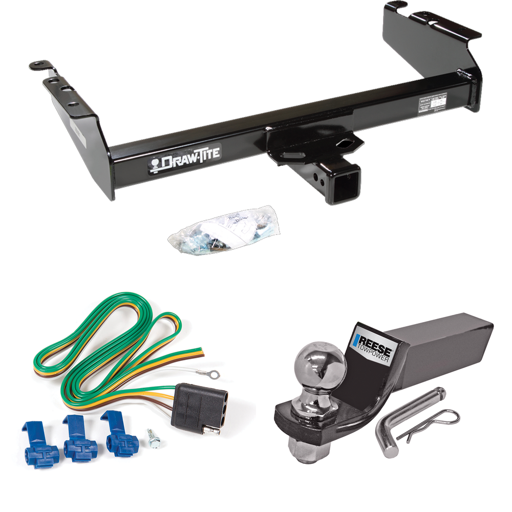 Se adapta al paquete de enganche de remolque Dodge Ram 1500 1994-1994 con cableado plano de 4 + kit de montaje de bola de inicio con caída de 2" y bola de 2" de Draw-Tite