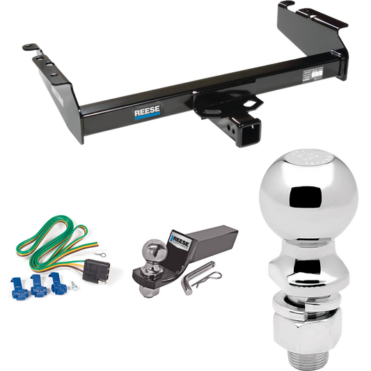 Fits 1994-1994 Dodge Ram 2500 Trailer Hitch Tow PKG w/ 4-Flat Wiring + Starter Kit Ball Mount w/ 2" Drop & 2" Ball + 2-5/16" Ball By Reese Towpower