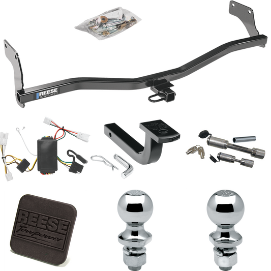 Fits 2007-2010 Hyundai Elantra Trailer Hitch Tow PKG w/ 4-Flat Wiring Harness + Draw-Bar + 1-7/8" + 2" Ball + Hitch Cover + Dual Hitch & Coupler Locks (For Sedan Models) By Reese Towpower