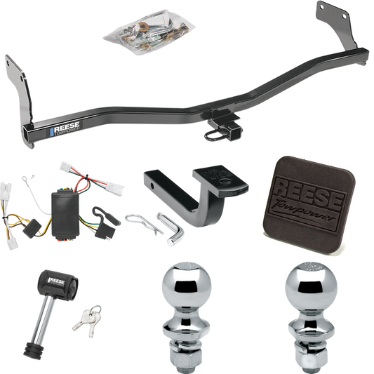 Fits 2007-2010 Hyundai Elantra Trailer Hitch Tow PKG w/ 4-Flat Wiring Harness + Draw-Bar + 1-7/8" + 2" Ball + Hitch Cover + Hitch Lock (For Sedan Models) By Reese Towpower