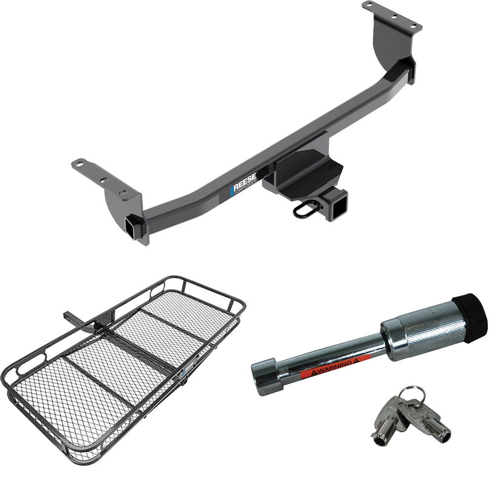 Fits 2017-2023 Nissan Rogue Sport Trailer Hitch Tow PKG w/ 60" x 24" Cargo Carrier + Hitch Lock By Reese Towpower