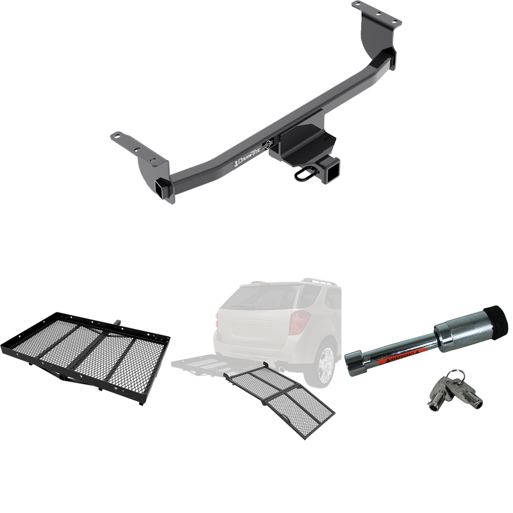 Fits 2017-2023 Nissan Rogue Sport Trailer Hitch Tow PKG w/ Cargo Carrier + Bi-Fold Ramp + Hitch Lock By Draw-Tite