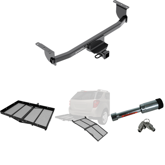 Fits 2017-2023 Nissan Rogue Sport Trailer Hitch Tow PKG w/ Cargo Carrier + Bi-Fold Ramp + Hitch Lock By Draw-Tite