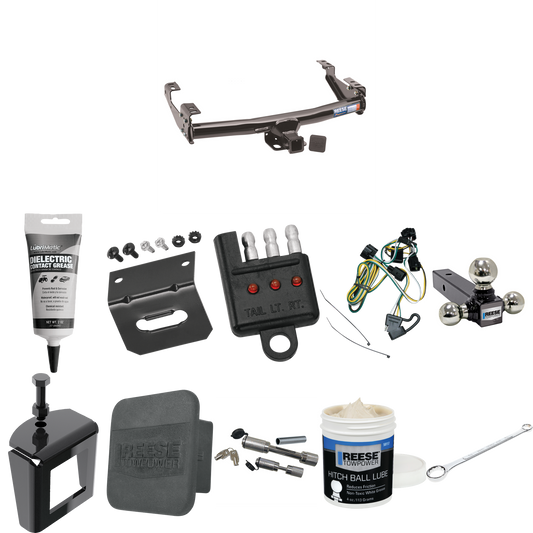 Fits 1995-2001 Dodge Ram 4000 Trailer Hitch Tow PKG w/ 4-Flat Wiring + Triple Ball Ball Mount 1-7/8" & 2" & 2-5/16" Trailer Balls + Wiring Bracket + Hitch Cover + Dual Hitch & Coupler Locks + Wiring Tester + Ball Lube + Electric Grease + Ball Wrench