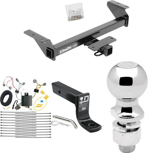 Fits 2016-2023 Toyota Tacoma Trailer Hitch Tow PKG w/ 4-Flat Wiring + Ball Mount w/ 4" Drop + 2-5/16" Ball By Draw-Tite