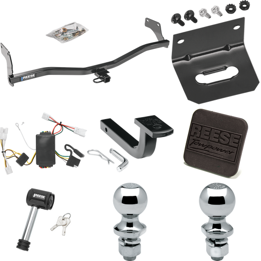 Fits 2007-2010 Hyundai Elantra Trailer Hitch Tow PKG w/ 4-Flat Wiring Harness + Draw-Bar + 1-7/8" + 2" Ball + Wiring Bracket + Hitch Cover + Hitch Lock (For Sedan Models) By Reese Towpower