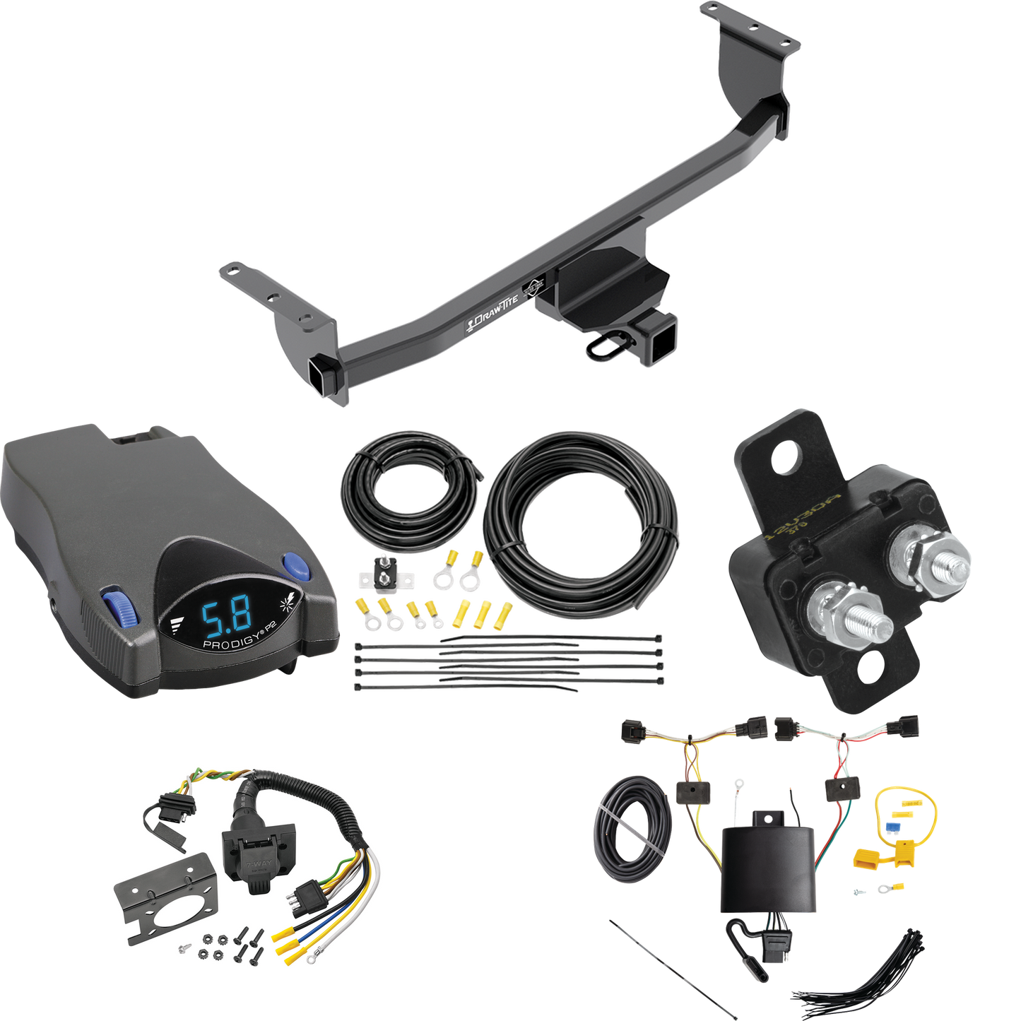 Se adapta al paquete de enganche de remolque Nissan Qashqai 2017-2023 con control de freno Tekonsha Prodigy P2 + cableado RV de 7 vías de Draw-Tite