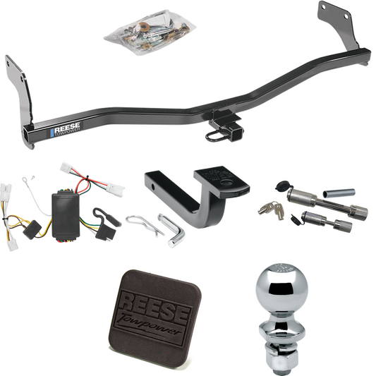 Fits 2007-2010 Hyundai Elantra Trailer Hitch Tow PKG w/ 4-Flat Wiring Harness + Draw-Bar + 2" Ball + Hitch Cover + Dual Hitch & Coupler Locks (For Sedan Models) By Reese Towpower