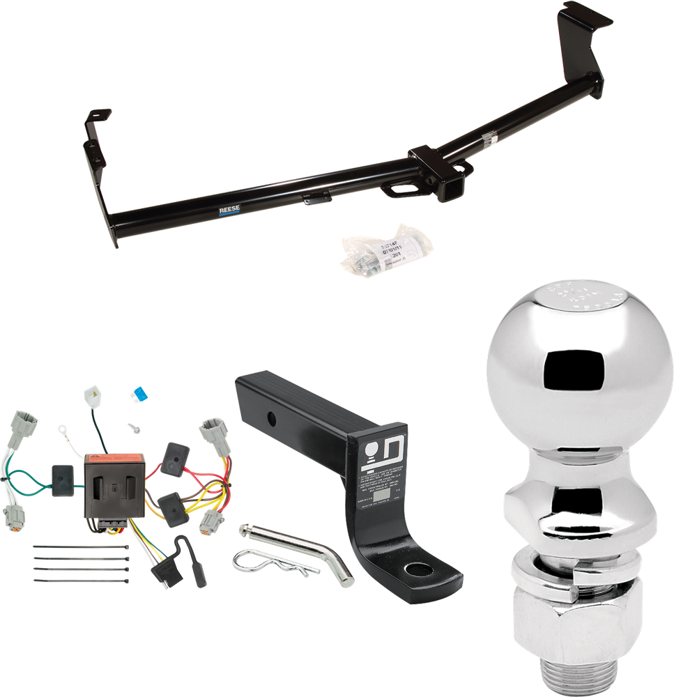 Fits 2011-2016 Nissan Quest Trailer Hitch Tow PKG w/ 4-Flat Wiring + Ball Mount w/ 4" Drop + 2-5/16" Ball By Reese Towpower