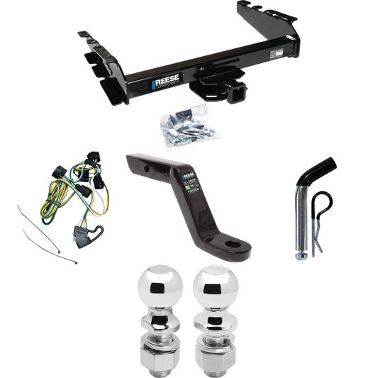 Fits 1995-2002 Dodge Ram 3500 Trailer Hitch Tow PKG w/ 4-Flat Wiring Harness + Ball Mount w/ 6" Drop + Pin/Clip + 2" Ball + 2-5/16" Ball By Reese Towpower