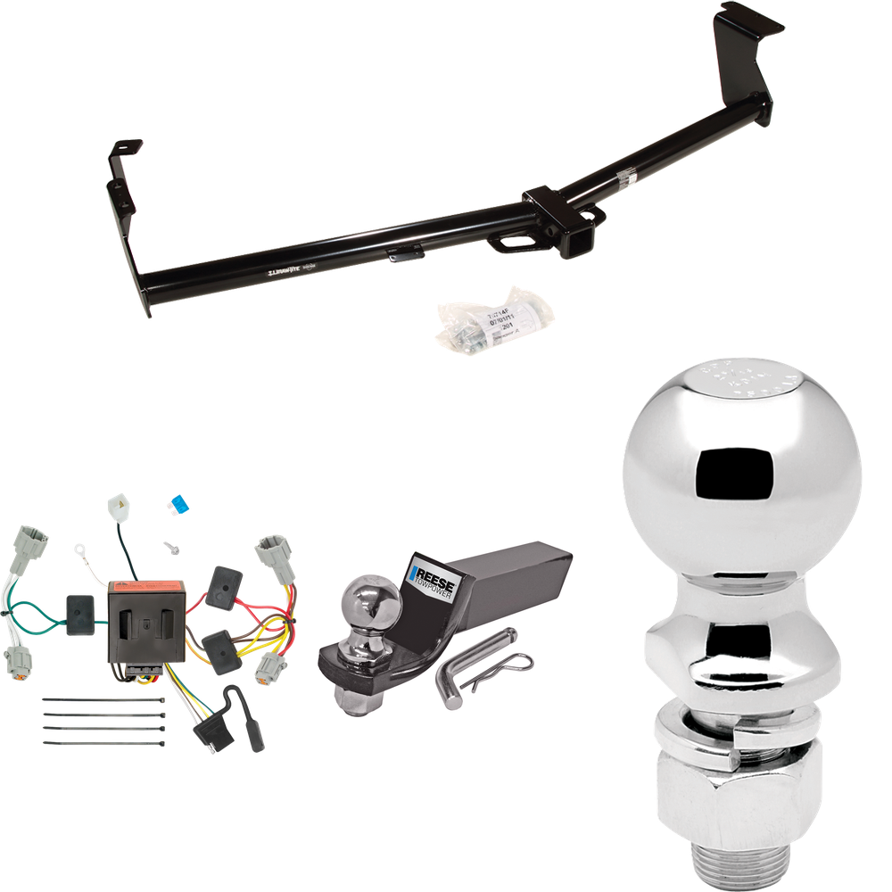 Fits 2011-2016 Nissan Quest Trailer Hitch Tow PKG w/ 4-Flat Wiring + Starter Kit Ball Mount w/ 2" Drop & 2" Ball + 2-5/16" Ball By Draw-Tite