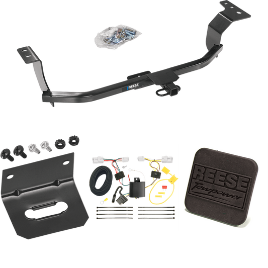 Fits 2011-2016 Hyundai Elantra Trailer Hitch Tow PKG w/ 4-Flat Wiring Harness + Hitch Cover (For Sedan Models) By Reese Towpower