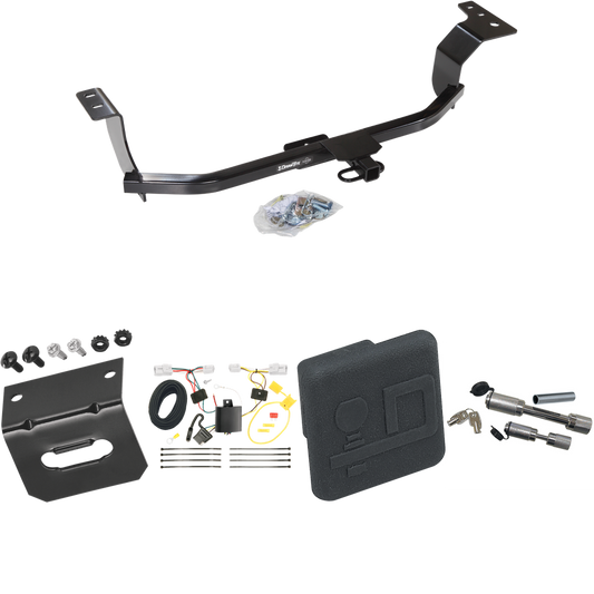 Fits 2013-2014 Hyundai Elantra Coupe Trailer Hitch Tow PKG w/ 4-Flat Wiring Harness + Hitch Cover + Dual Hitch & Coupler Locks By Draw-Tite