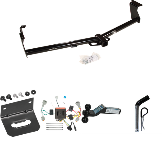 Fits 2011-2016 Nissan Quest Trailer Hitch Tow PKG w/ 4-Flat Wiring Harness + Dual Ball Ball Mount 2" & 2-5/16" Trailer Balls + Pin/Clip +  Wiring Bracket By Draw-Tite