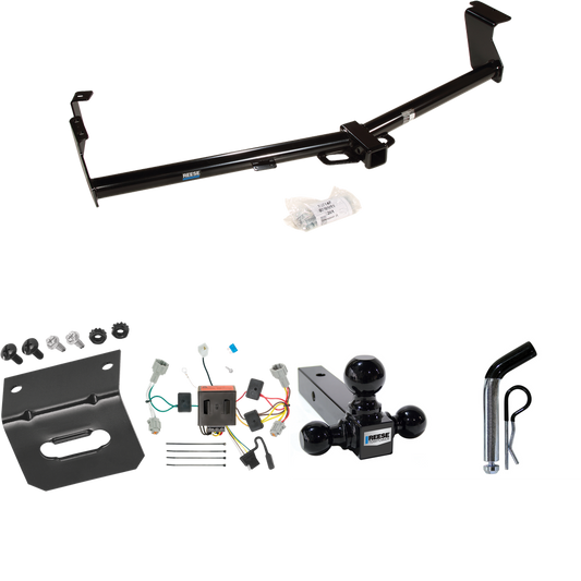 Fits 2011-2016 Nissan Quest Trailer Hitch Tow PKG w/ 4-Flat Wiring Harness + Triple Ball Ball Mount 1-7/8" & 2" & 2-5/16" Trailer Balls + Pin/Clip + Wiring Bracket By Reese Towpower