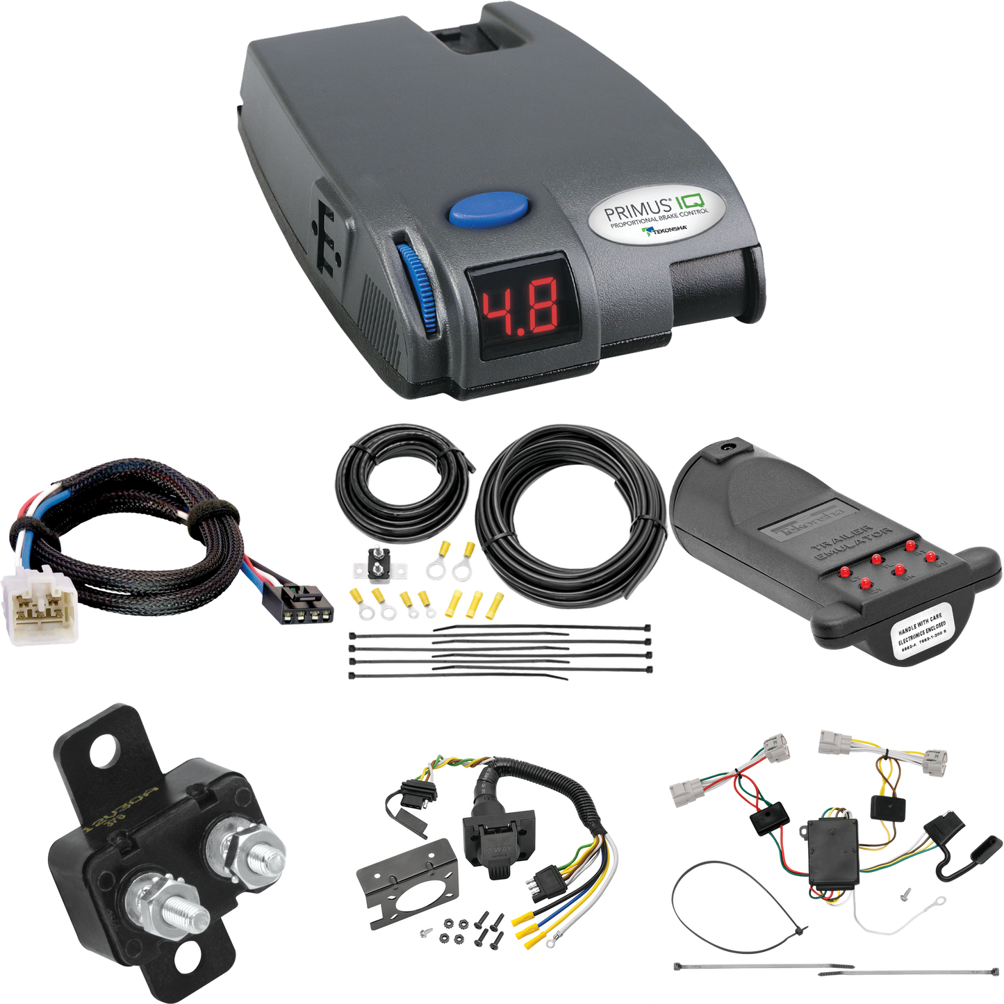 Se adapta al cableado de 7 vías Toyota Tacoma 2005-2015 + control de frenos Tekonsha Primus IQ + adaptador BC Plug &amp; Play + probador de 7 vías y emulador de remolque de Tekonsha