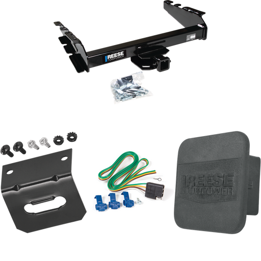 Se adapta al paquete de remolque con enganche para remolque Dodge Ram 3500 1994-1994 con arnés de cableado plano de 4 + cubierta de enganche + soporte de cableado de Reese Towpower